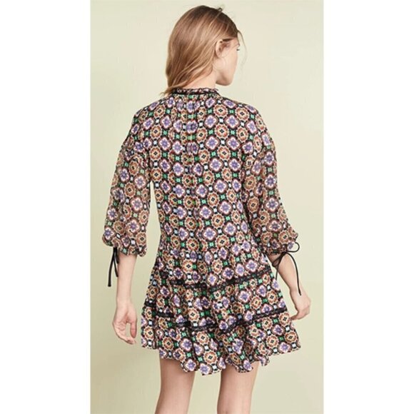 Alice + Olivia Arnette Mini Dress Small Tie Sleeves Multicolor - Picture 7 of 11